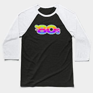 Bold '80s Neon Rainbow Baseball T-Shirt